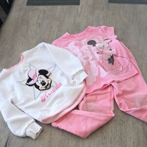 Disney Pink and White Minnie Mouse Girls Pajama Set